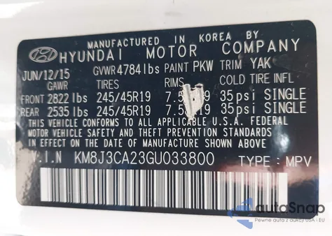 2016 Hyundai Tucson Limited from USA, damaged, VIN KM8J3CA23GU033800